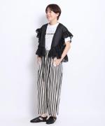コットンリネンワッシャー無地&ストライプ　パンツ