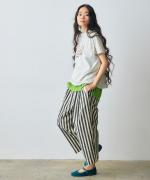 コットンリネンワッシャー無地&ストライプ　パンツ