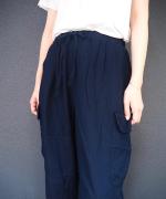 コットンリネンスラブデニム　カーゴパンツ