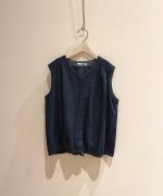 コットンリネンスラブデニム　ノースリーブブラウス