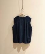 コットンリネンスラブデニム　ノースリーブブラウス