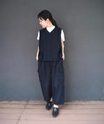 コットンリネンスラブデニム　ノースリーブブラウス