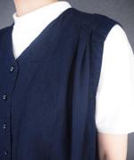 コットンリネンスラブデニム　ノースリーブブラウス