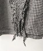 C/Lワッシャーチェック&ストライプ フリルブラウス