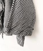 C/Lワッシャーチェック&ストライプ フリルブラウス