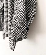 C/Lワッシャーチェック&ストライプ フリルブラウス