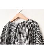 C/Lワッシャーチェック&ストライプ フリルブラウス