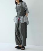 綿麻スラブデニム ラインステッチパンツ