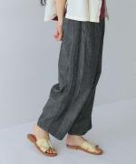 綿麻スラブデニム ラインステッチパンツ