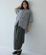 綿麻スラブデニム ラインステッチパンツ