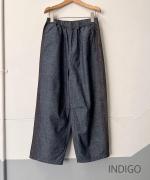 綿麻スラブデニム ラインステッチパンツ