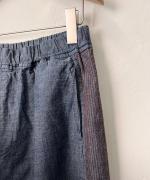 綿麻スラブデニム ラインステッチパンツ