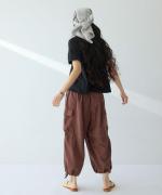 綿麻スラブデニム カーゴパンツ