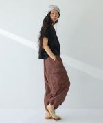 綿麻スラブデニム カーゴパンツ