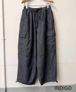 綿麻スラブデニム カーゴパンツ