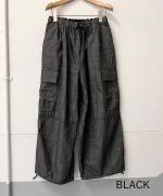 綿麻スラブデニム カーゴパンツ