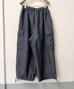 綿麻スラブデニム カーゴパンツ