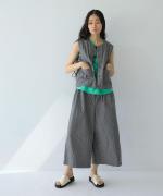 綿麻ダンプストライプ　ベスト