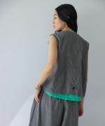 綿麻ダンプストライプ　ベスト