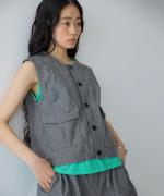 綿麻ダンプストライプ　ベスト