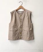 綿麻ダンプストライプ　ベスト