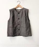 綿麻ダンプストライプ　ベスト