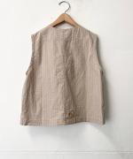 綿麻ダンプストライプ　ベスト
