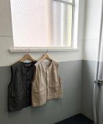 綿麻ダンプストライプ　ベスト