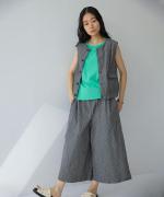 綿麻ダンプストライプ　ワイドパンツ