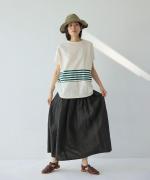 25/-リネン製品染め　タックスカート