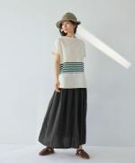 25/-リネン製品染め　タックスカート