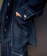 チェーンステッチ綿麻デニム　オーバーシャツ