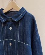 チェーンステッチ綿麻デニム　オーバーシャツ
