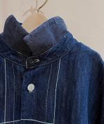 チェーンステッチ綿麻デニム　オーバーシャツ