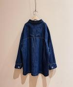 チェーンステッチ綿麻デニム　オーバーシャツ