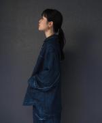 チェーンステッチ綿麻デニム　オーバーシャツ