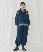 チェーンステッチ綿麻デニム　カーゴパンツ