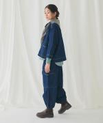 チェーンステッチ綿麻デニム　カーゴパンツ