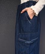 チェーンステッチ綿麻デニム　カーゴパンツ