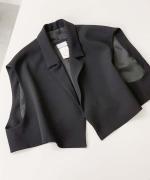トリアセテート&ポリエステル・ライトクレープダブルクロス テーラードベスト
