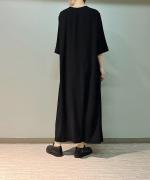 トリアセテート&ポリエステル・ライトクレープダブルクロス ロングワンピース