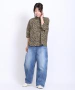 フラワープリント　6分袖ブラウス