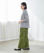 フラワープリント　6分袖ブラウス