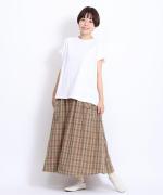コットンマドラスチェック　ポケットギャザースカート