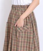 コットンマドラスチェック　ポケットギャザースカート