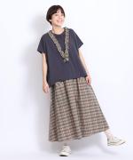 コットンマドラスチェック　ポケットギャザースカート