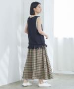 コットンマドラスチェック　ポケットギャザースカート