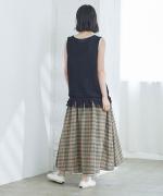 コットンマドラスチェック　ポケットギャザースカート