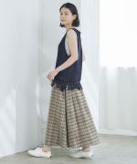 コットンマドラスチェック　ポケットギャザースカート