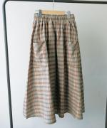 コットンマドラスチェック　ポケットギャザースカート